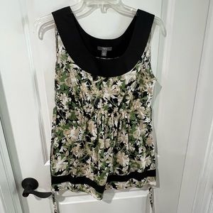 Green Floral Empire Waist Tank